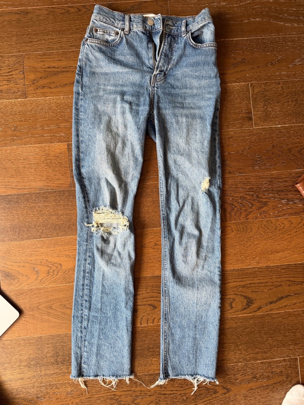 Reformation Liza High Rise Straight Jeans Palermo Destroyed Size 23 Slim Fit